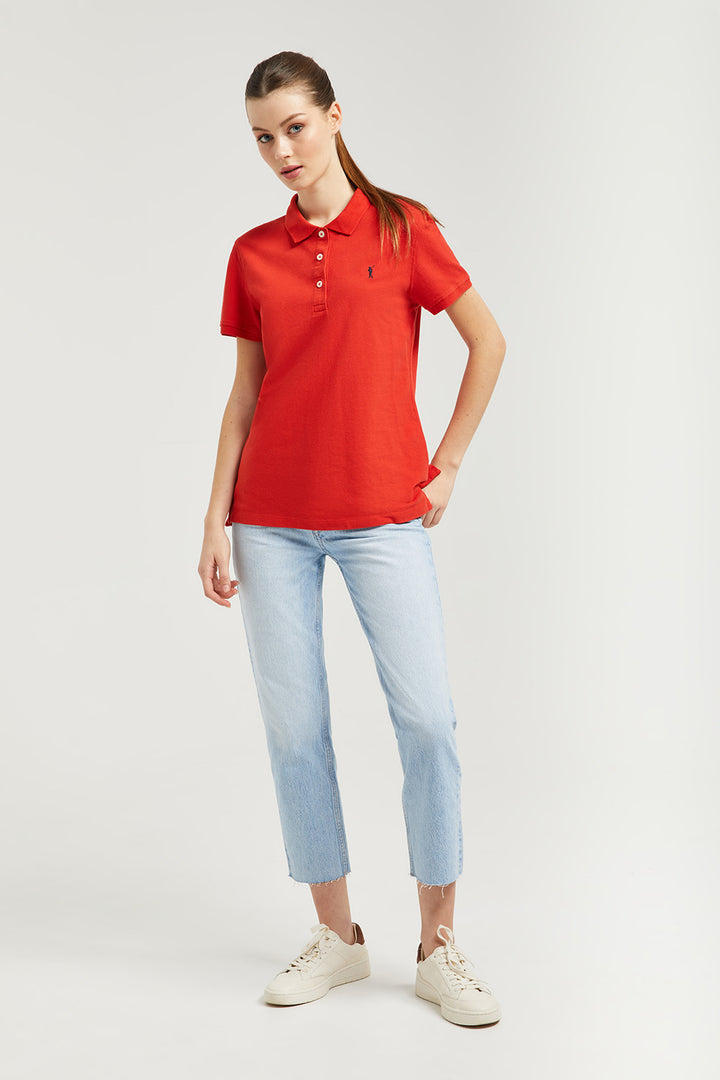 Polo de manga corta piqué rojo con logo Rigby Go