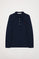 Navy-blue long-sleeve pique polo shirt with Rigby Go logo