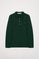 Bottle-green long-sleeve pique polo shirt with Rigby Go logo
