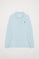 Sky-blue long-sleeve pique polo shirt with Rigby Go logo