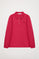 Fuchsia long-sleeve pique polo shirt with Rigby Go logo