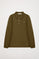 Polo de manga larga piqué verde oliva con logo Rigby Go