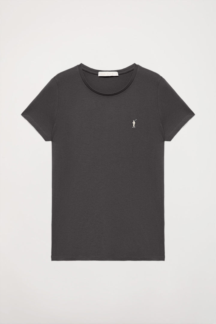 T-shirt básica cor de asfalto de manga curta com logótipo Rigby Go