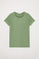 Mud-green short-sleeve basic T-shirt with Rigby Go logo