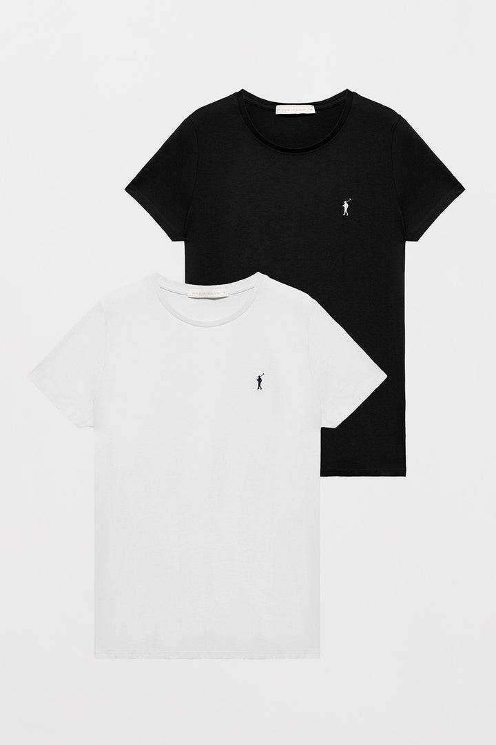 Pack de duas t-shirts básicas em branco e preto com logótipo Rigby Go