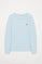 Sky-blue long-sleeve basic T-shirt with Rigby Go logo