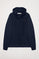 Navy-blue open hoodie with Rigby Go logo