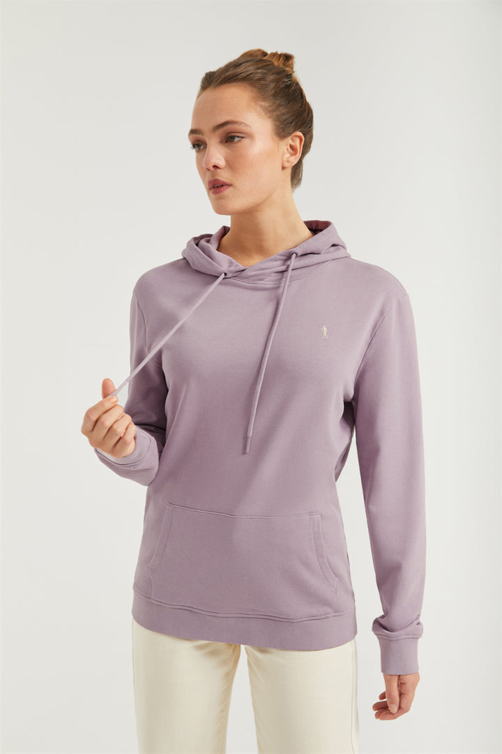 Sudadera de capucha y bolsillos color malva con logo Rigby Go