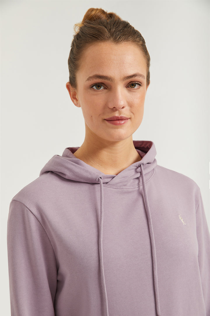 Sudadera de capucha y bolsillos color malva con logo Rigby Go