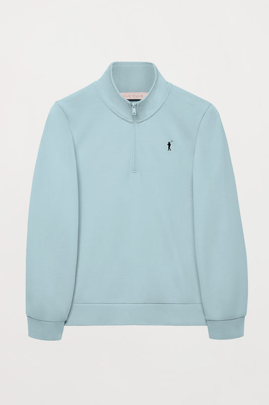 Sweatshirt com meio fecho-éclair azul celeste com logótipo Rigby Go
