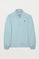 Sky-blue half-zip sweatshirt with Rigby Go logo