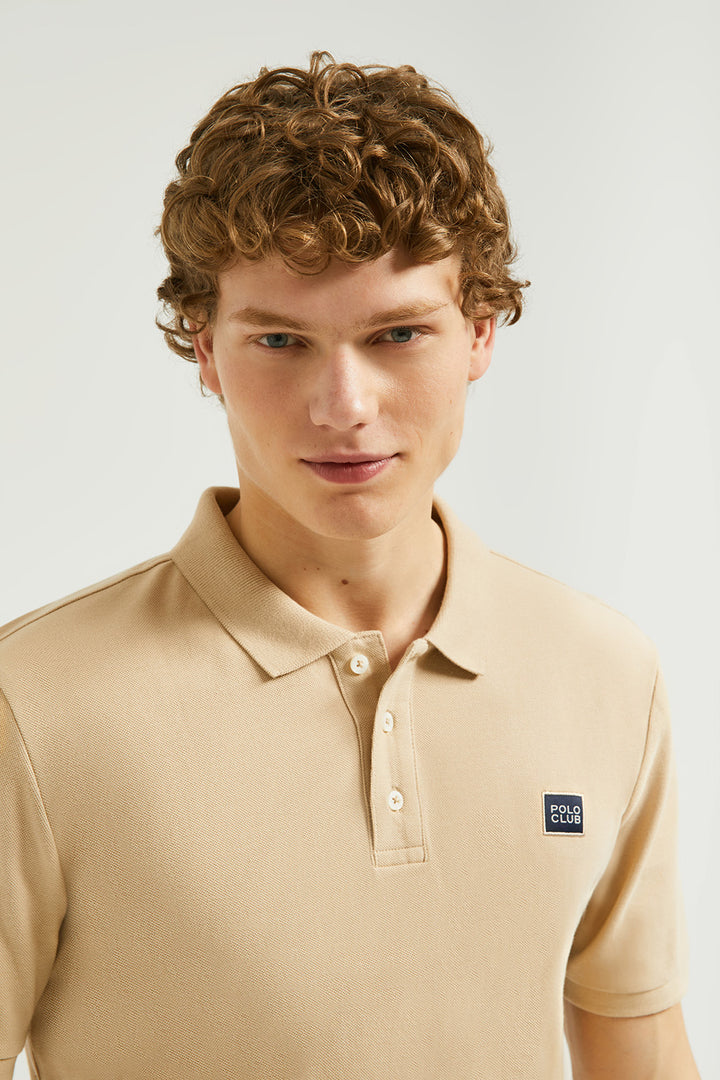 Sandy pique polo shirt with three-button placket and Polo Club detail