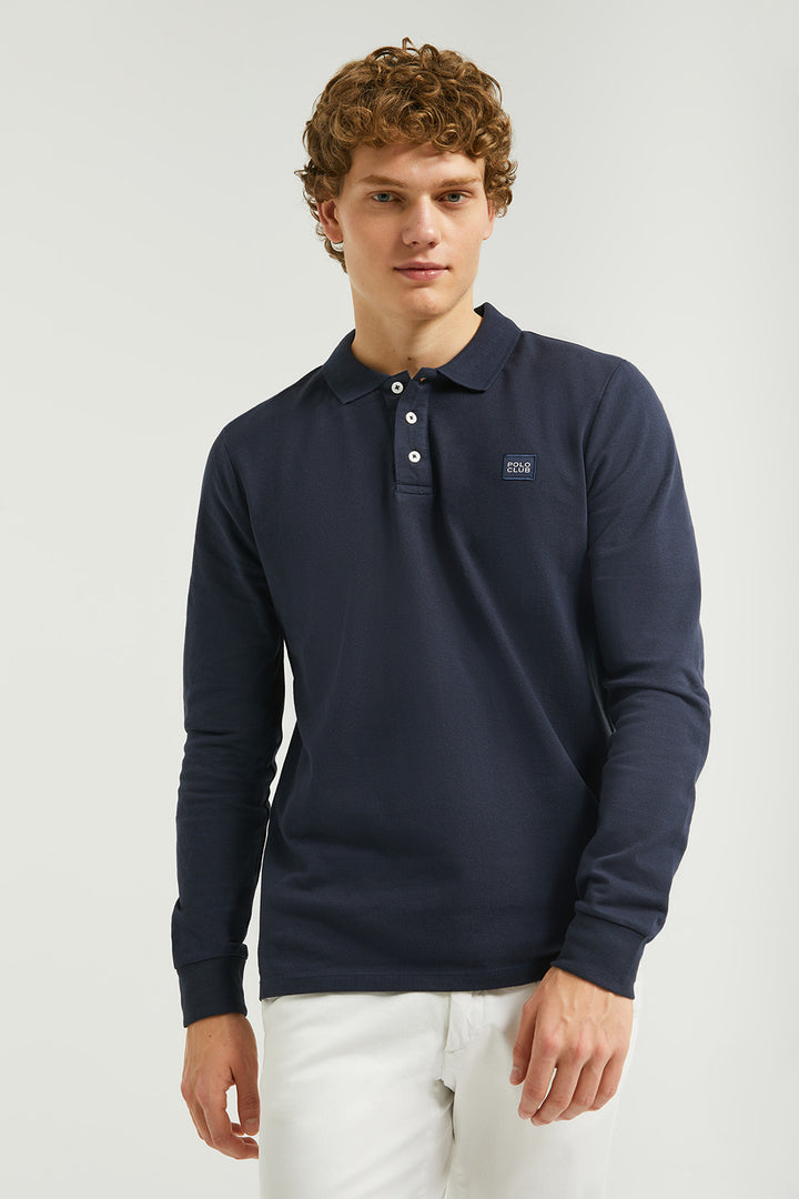Polo de manga larga azul marino con detalle Polo Club