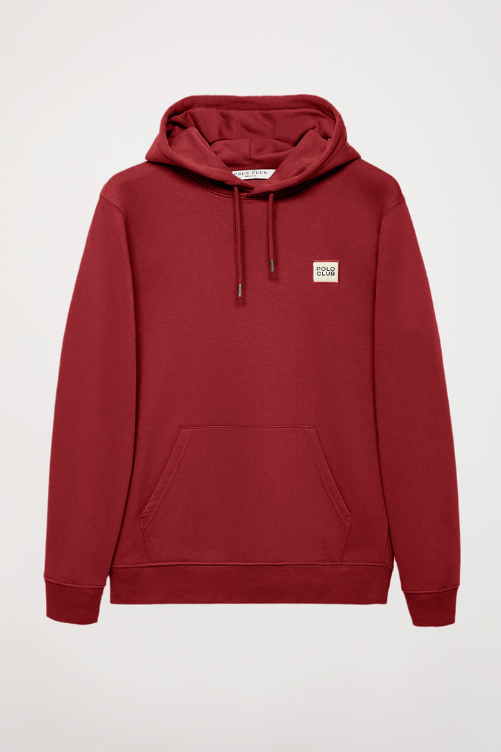 Sweatshirt com capuz vermelha escura orgânica Neutrals com logótipo