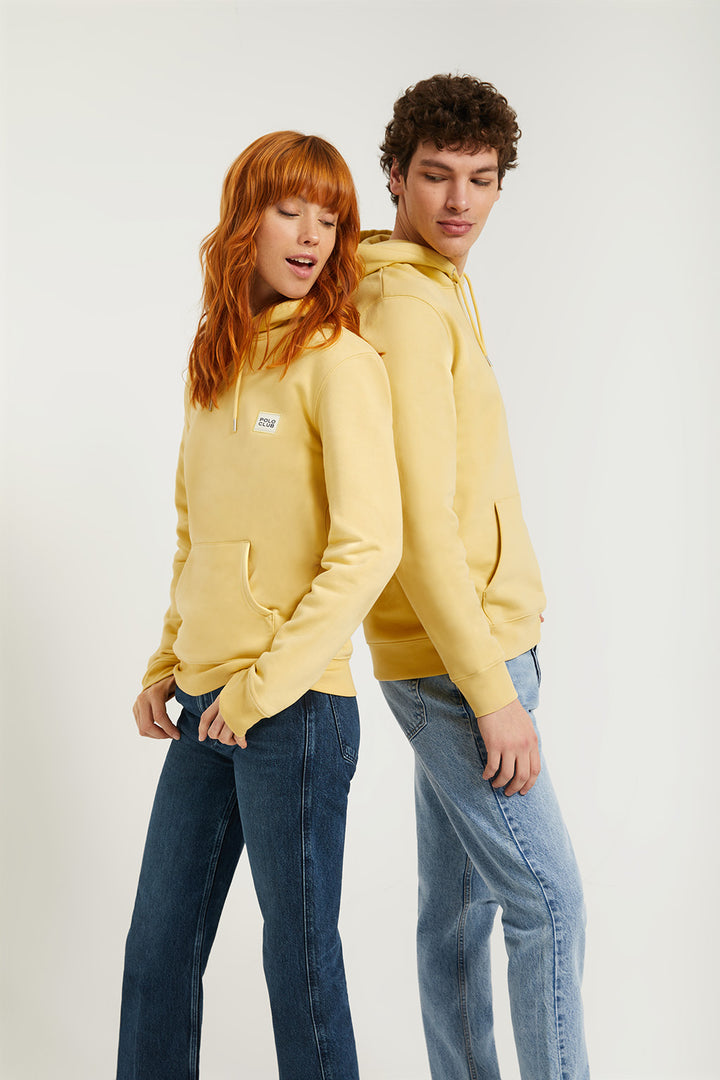 Sweatshirt com capuz amarela orgânica Neutrals com logótipo