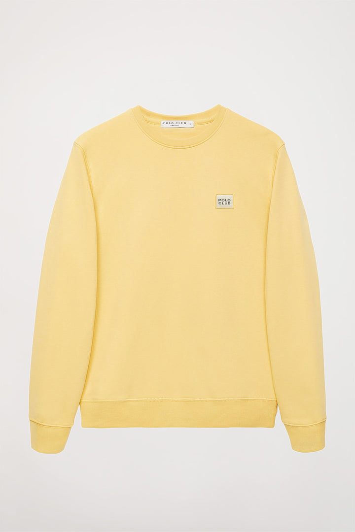 Sweatshirt com decote redondo amarela orgânica Neutrals com logótipo