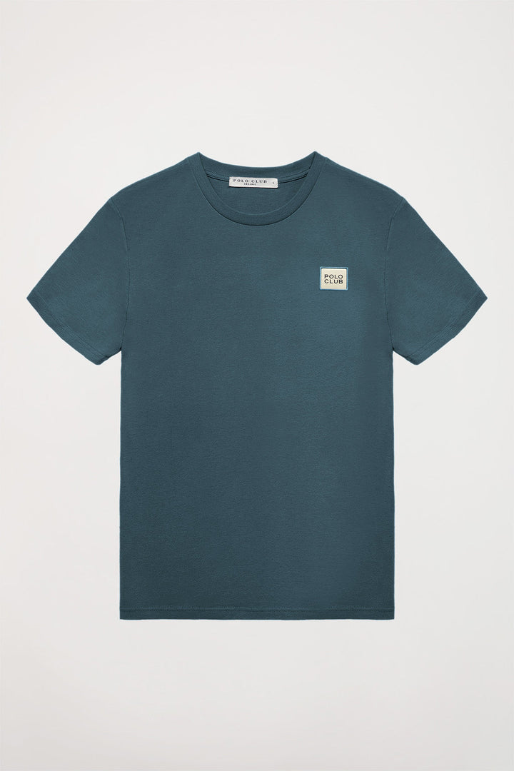 Camiseta azul petróleo orgánica Neutrals con logo