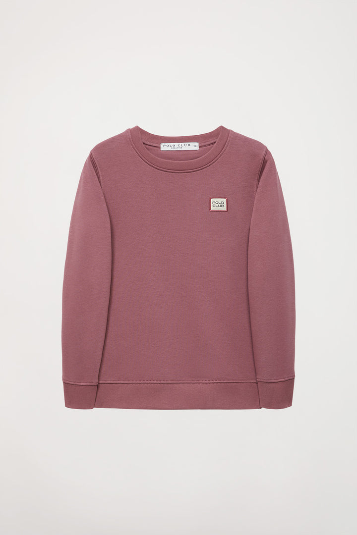 Sudadera orgánica de cuello redondo malva Neutrals kids con logo