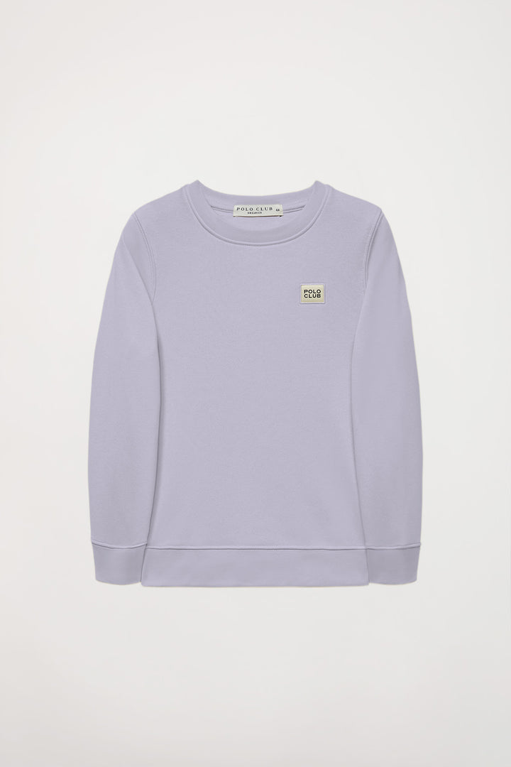 Lavender Neutrals round-neck organic kids sweatshirt with logo