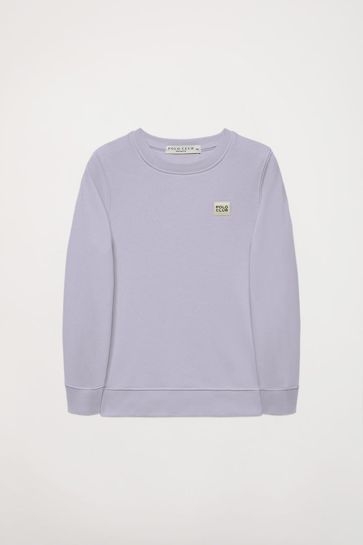 Sudadera orgánica de cuello redondo lavanda Neutrals kids con logo