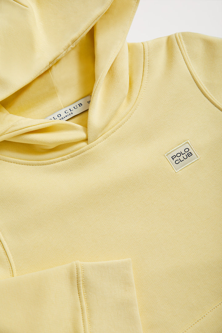 Sweatshirt orgânica com capuz e bolsos amarela Neutrals kids com logótipo