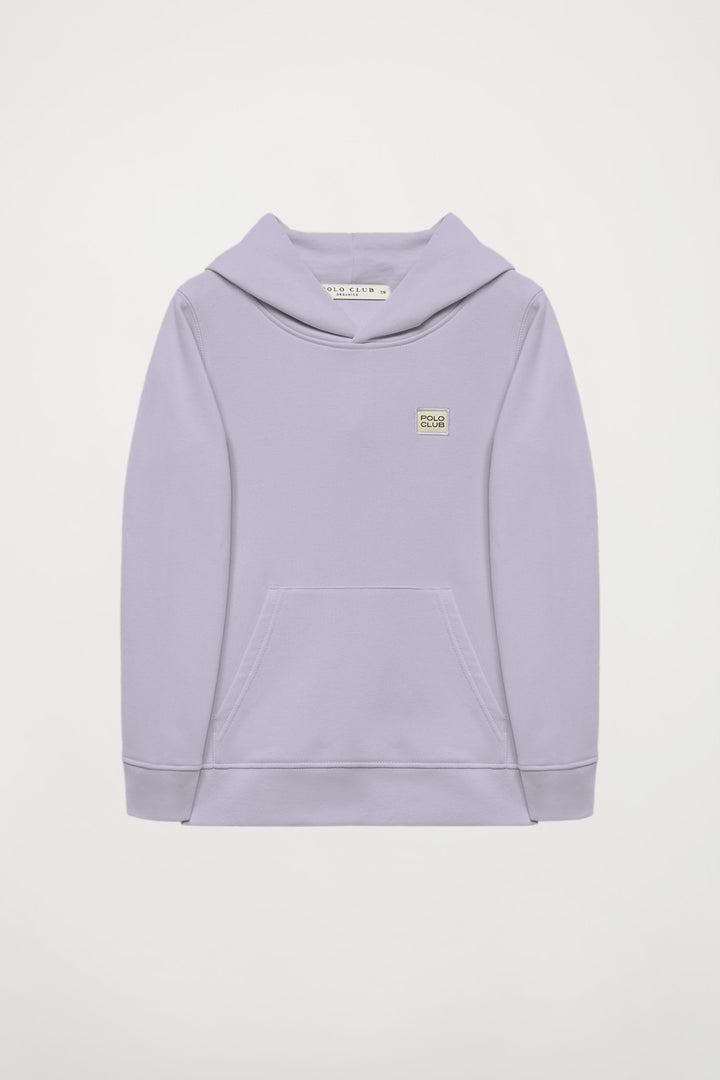 Sweatshirt orgânica com capuz e bolsos alfazema Neutrals kids com logótipo