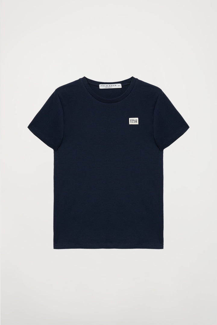 T-shirt orgânica de manga curta azul marinho Neutrals kids com logótipo