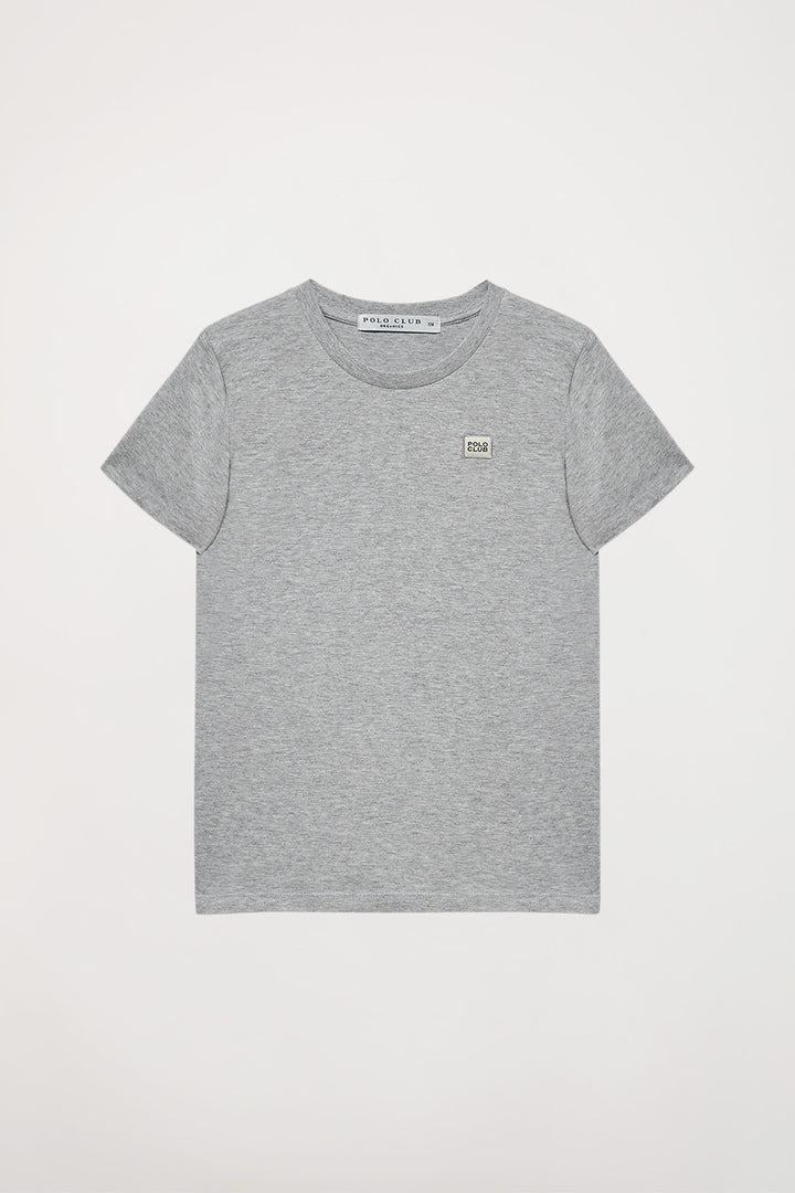 T-shirt orgânica de manga curta cinza vigoré Neutrals kids com logótipo