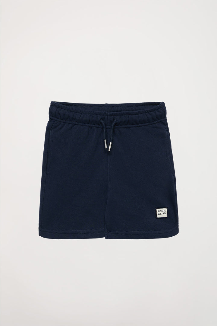Pantalón corto orgánico azul marino Neutrals kids con logo