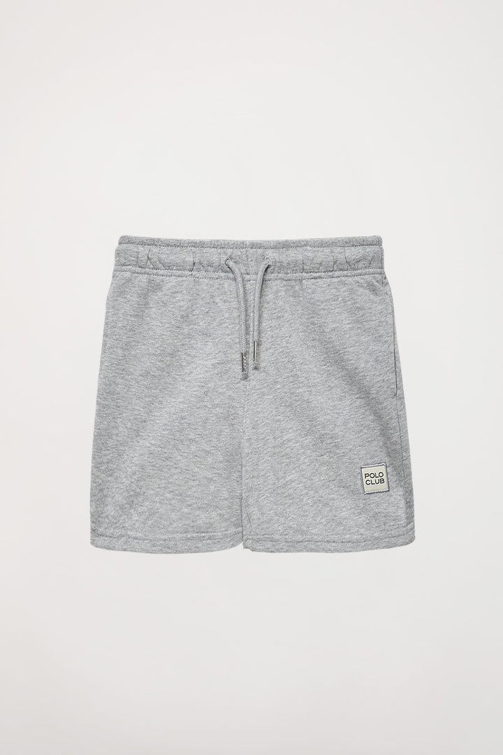Pantalón corto orgánico gris vigoré Neutrals kids con logo
