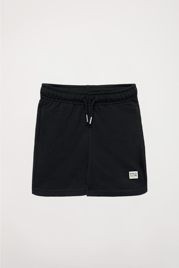 Pantalón corto orgánico negro Neutrals kids con logo