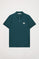 Petrol-blue short-sleeve organic Neutrals polo shirt with logo